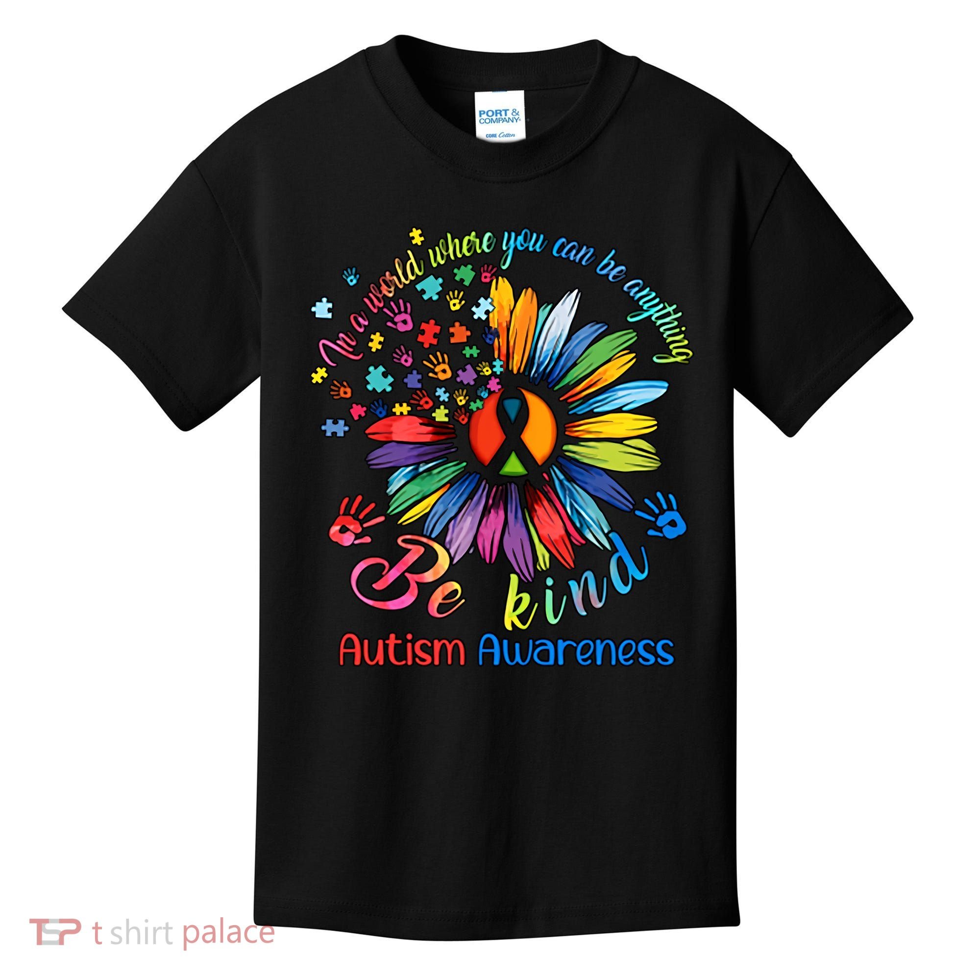 Autism Awareness Sunflower Be Kind Autism Month Autism Support Kids T-Shirt