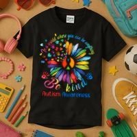 Autism Awareness Sunflower Be Kind Autism Month Autism Support Kids T-Shirt thumb 3
