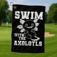 Axolotl Amphibian Swim With The Axolotls  Golf Towel thumb 1
