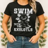 Axolotl Amphibian Swim With The Axolotls  Women's T-Shirt thumb 2