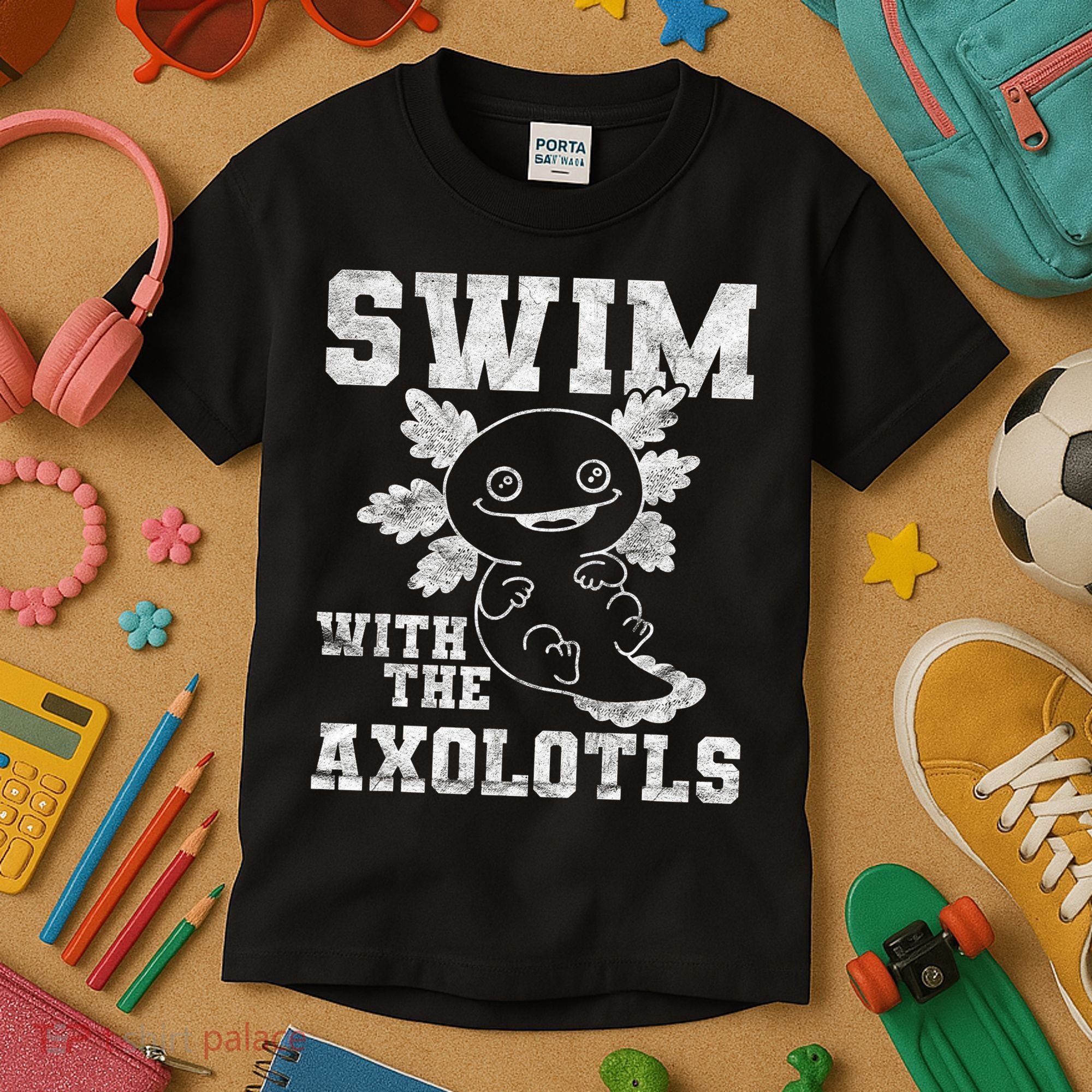 Axolotl Amphibian Swim With The Axolotls  Kids T-Shirt