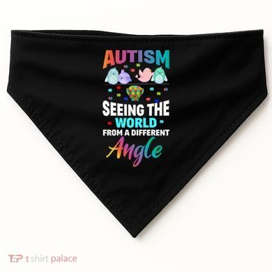 Autism Awareness Seeing The World From A Different Angle Gift USA-Made Doggie Bandana