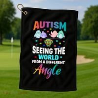 Autism Awareness Seeing The World From A Different Angle Gift Golf Towel thumb 1