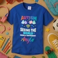Autism Awareness Seeing The World From A Different Angle Gift Kids T-Shirt thumb 3
