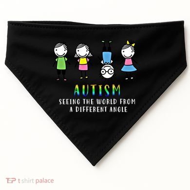 Autism Awareness Seeing The World From A Different Angle Gift USA-Made Doggie Bandana