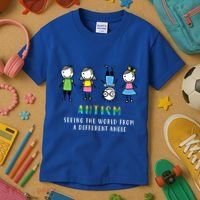 Autism Awareness Seeing The World From A Different Angle Gift Kids T-Shirt thumb 3