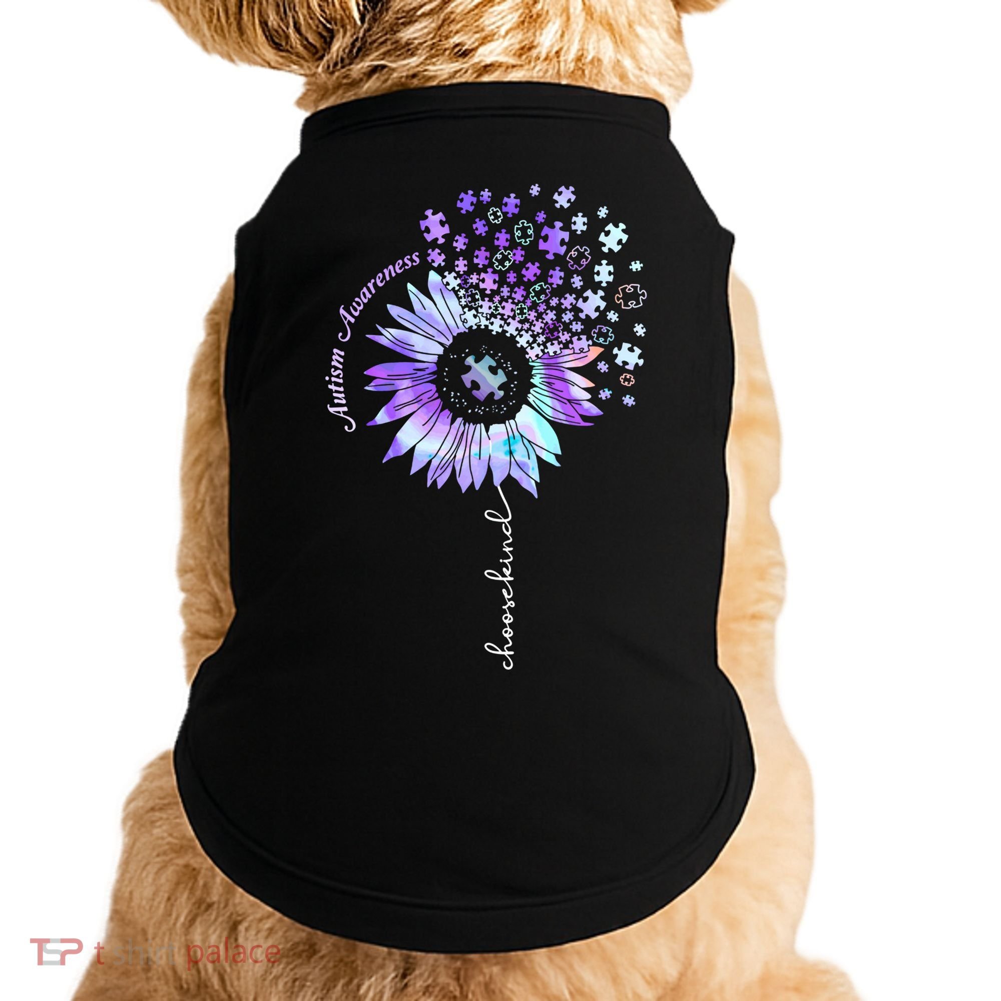 Autism Awareness Sunflower Choose Kind Puzzle Autism Gift Doggie Tank