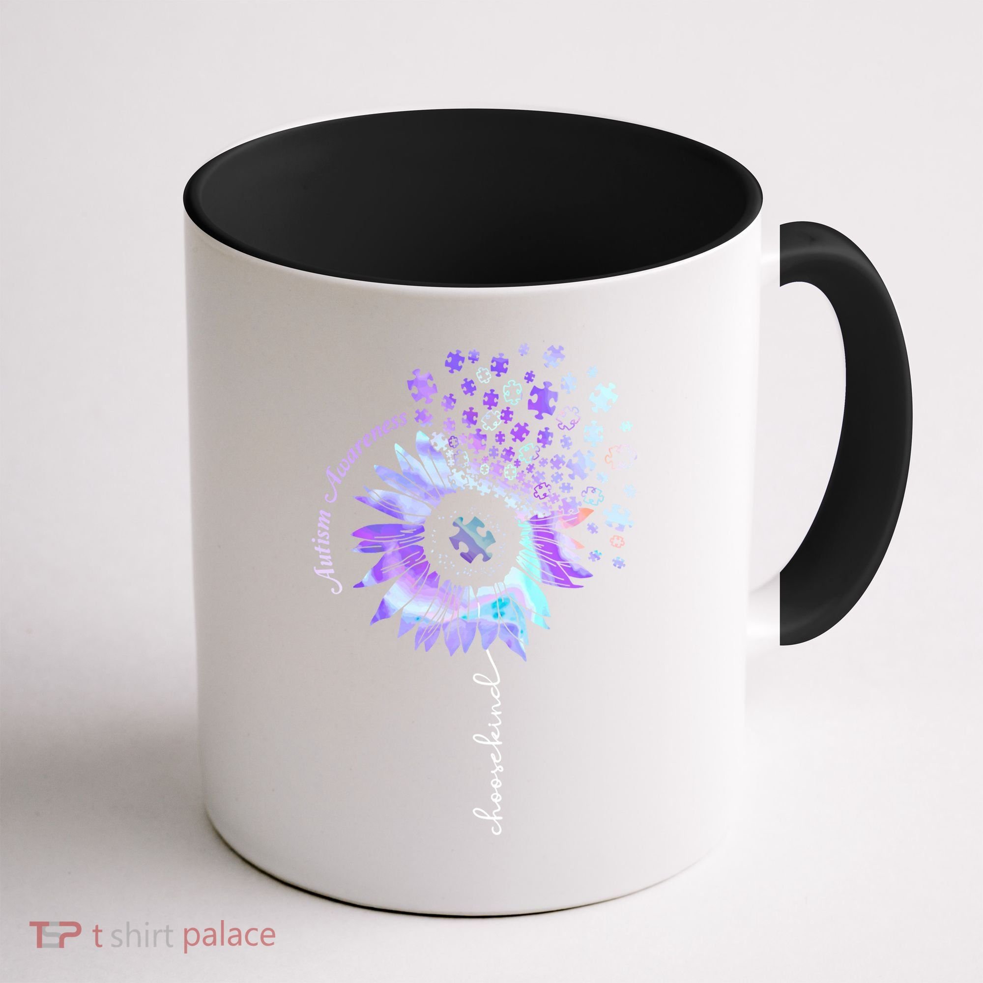 Autism Awareness Sunflower Choose Kind Puzzle Autism Gift Coffee Mug