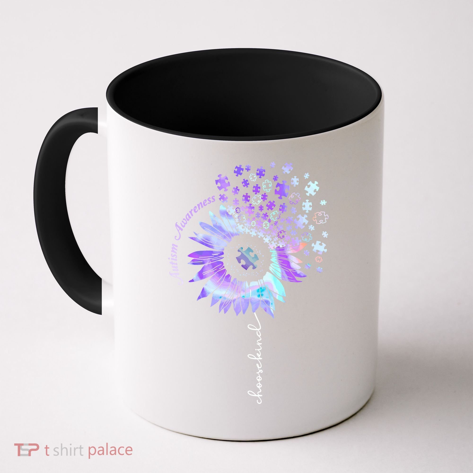 Autism Awareness Sunflower Choose Kind Puzzle Autism Gift Coffee Mug