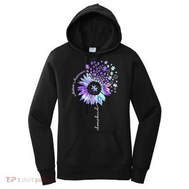 Autism Awareness Sunflower Choose Kind Puzzle Autism Gift Women's Hoodie
