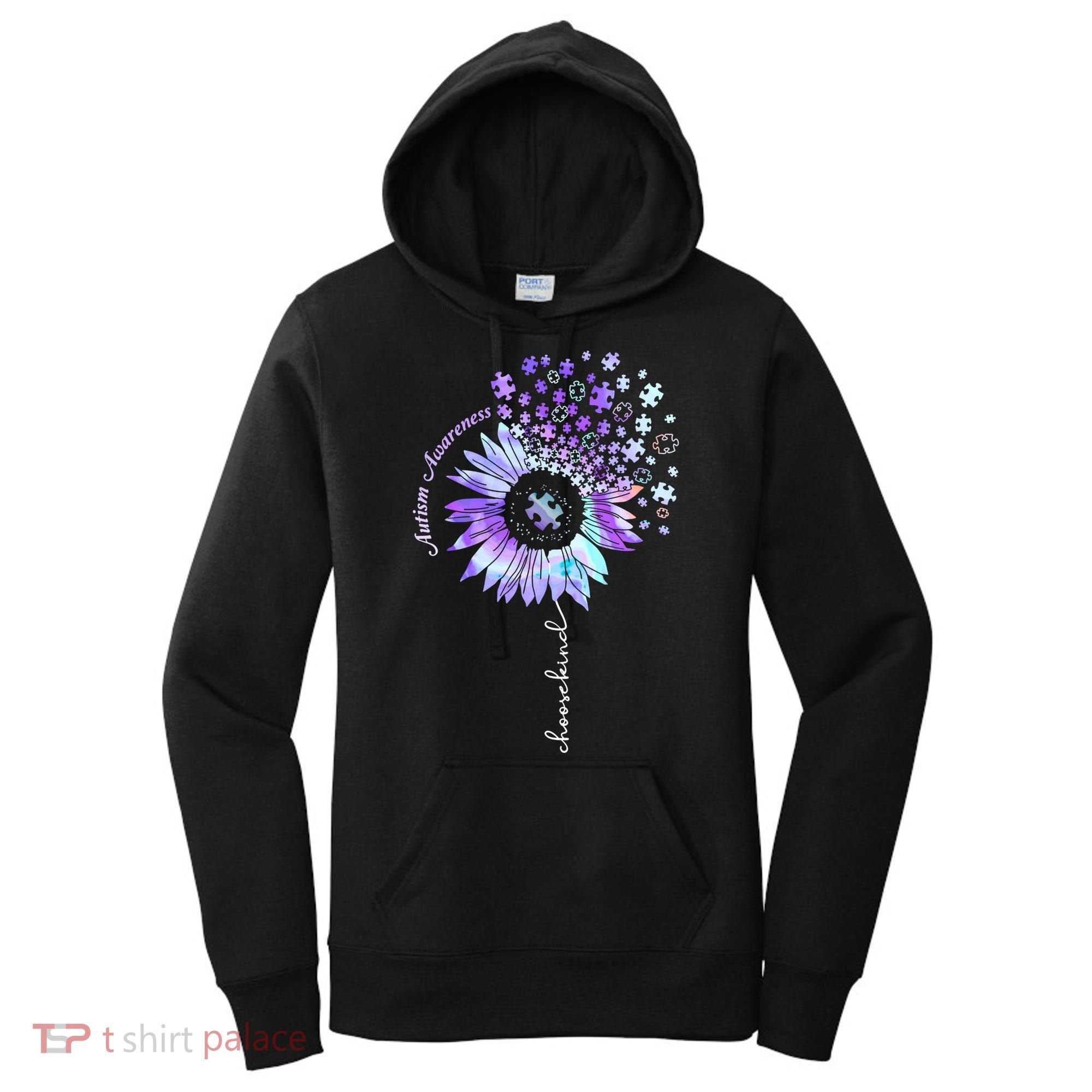 Autism Awareness Sunflower Choose Kind Puzzle Autism Gift Women's Hoodie