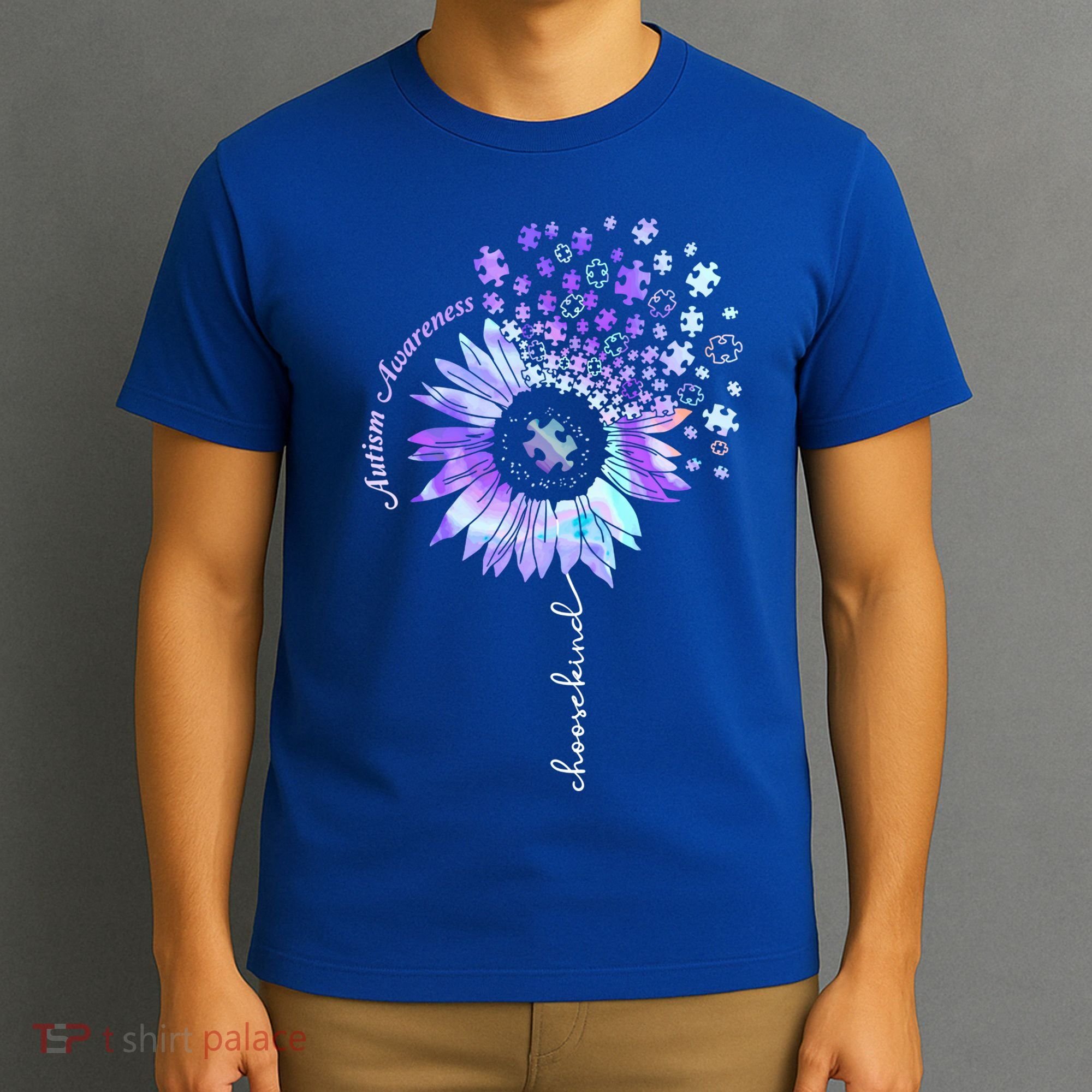 Autism Awareness Sunflower Choose Kind Puzzle Autism Gift T-Shirt