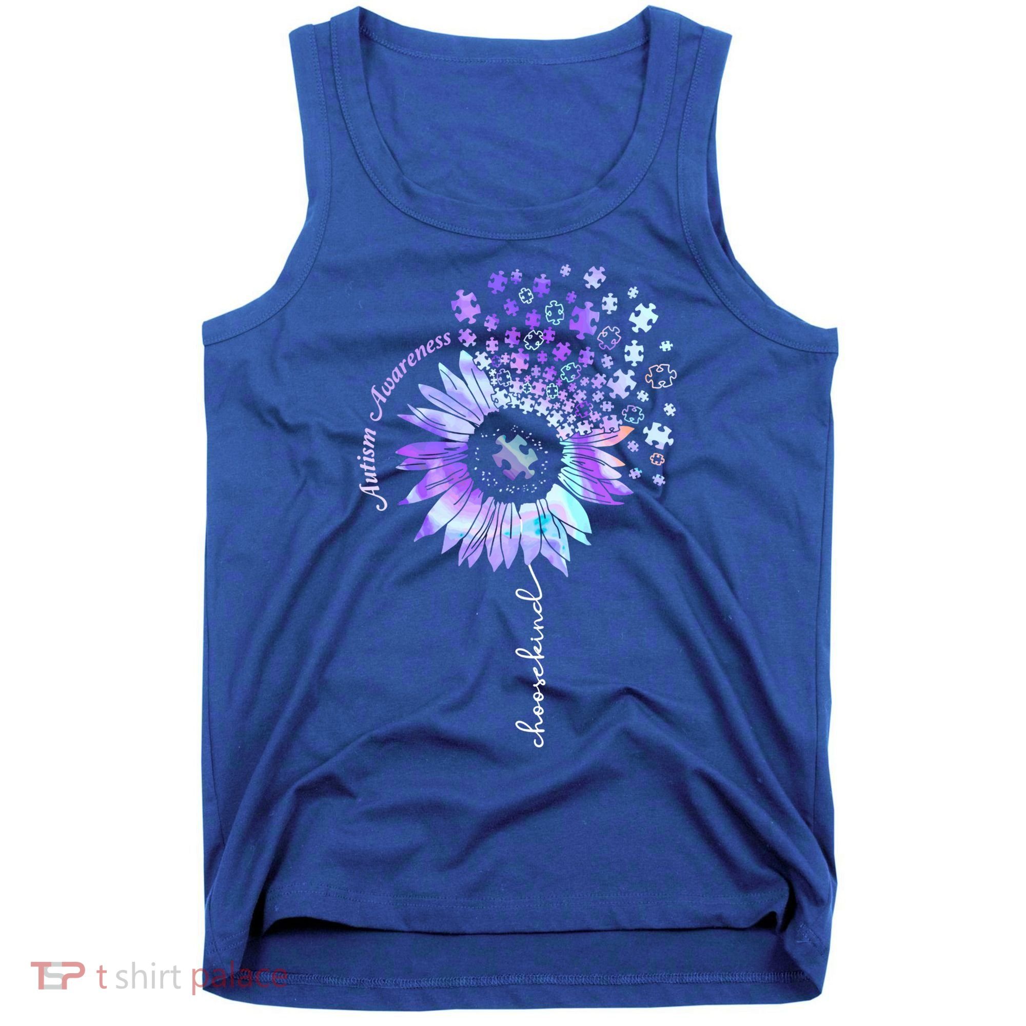 Autism Awareness Sunflower Choose Kind Puzzle Autism Gift Tank Top