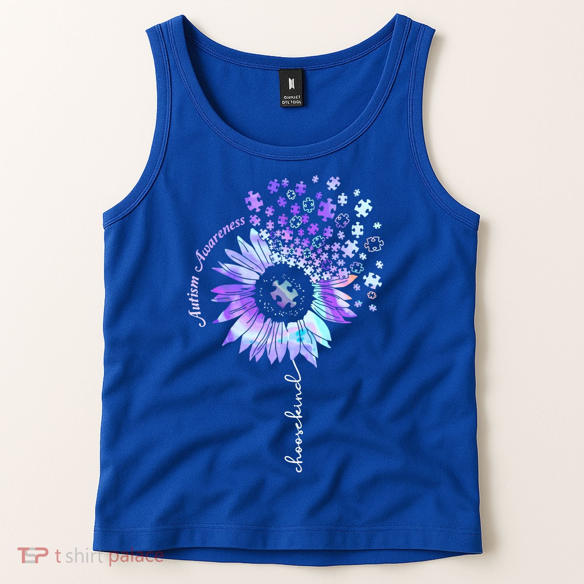Autism Awareness Sunflower Choose Kind Puzzle Autism Gift Tank Top