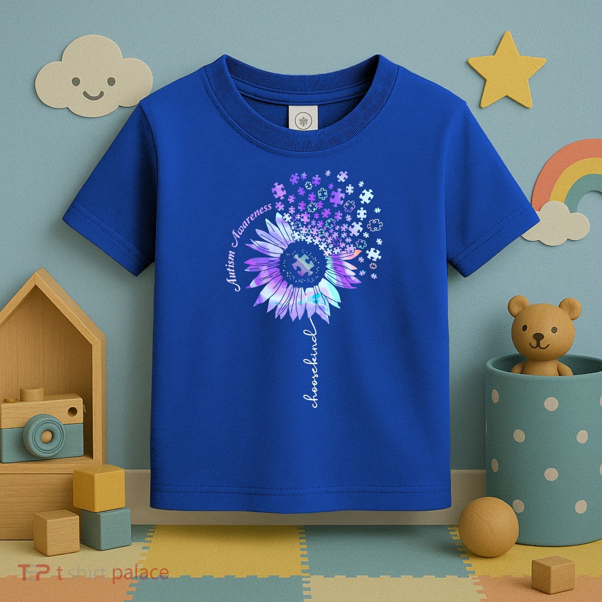 Autism Awareness Sunflower Choose Kind Puzzle Autism Gift Toddler T-Shirt