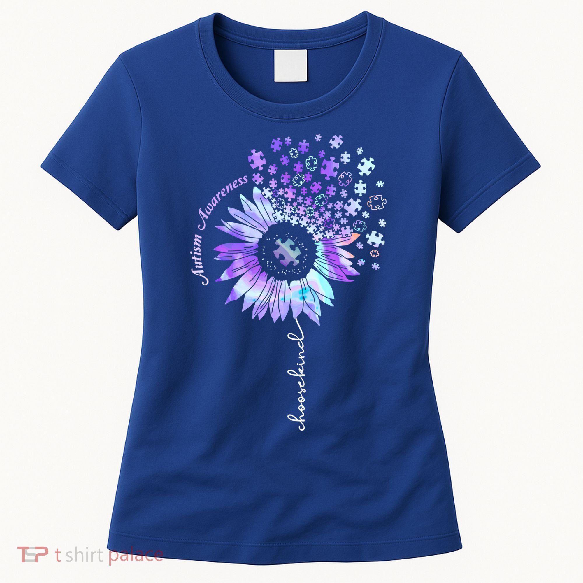 Autism Awareness Sunflower Choose Kind Puzzle Autism Gift Women's T-Shirt