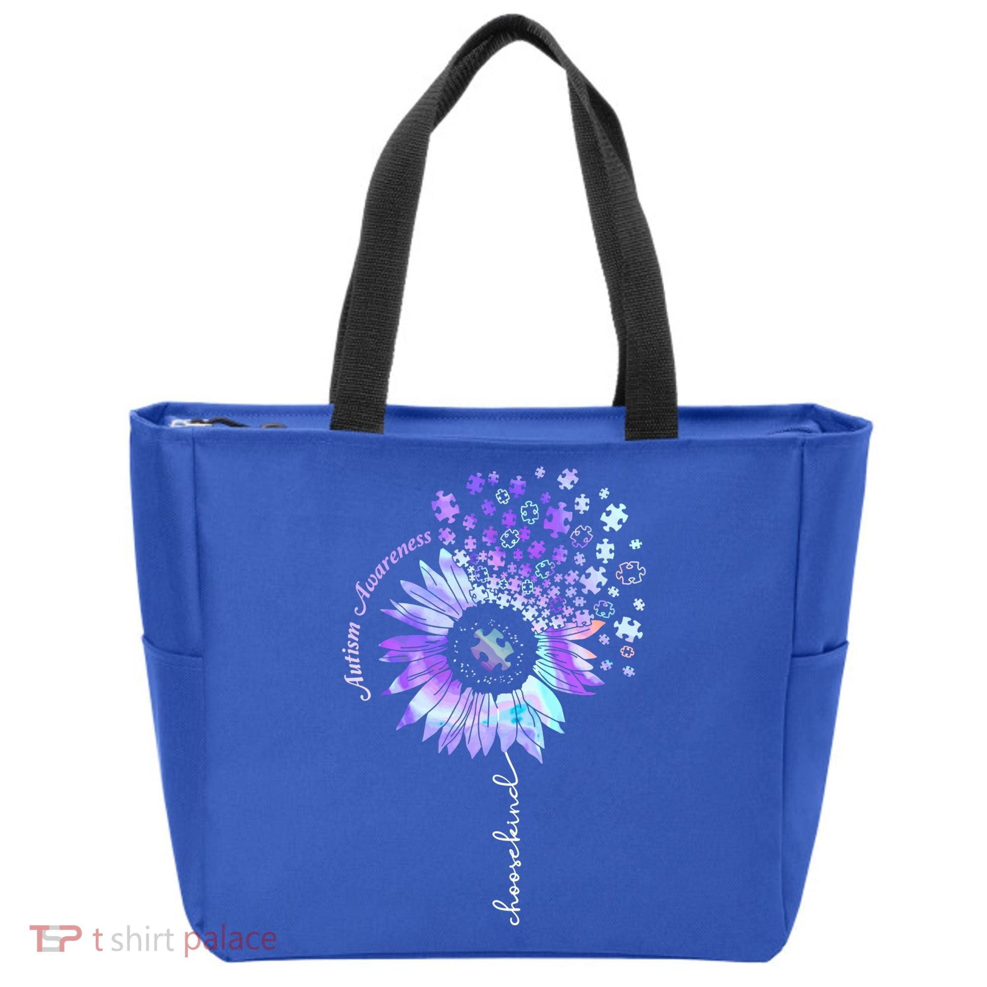 Autism Awareness Sunflower Choose Kind Puzzle Autism Gift Tote Bag