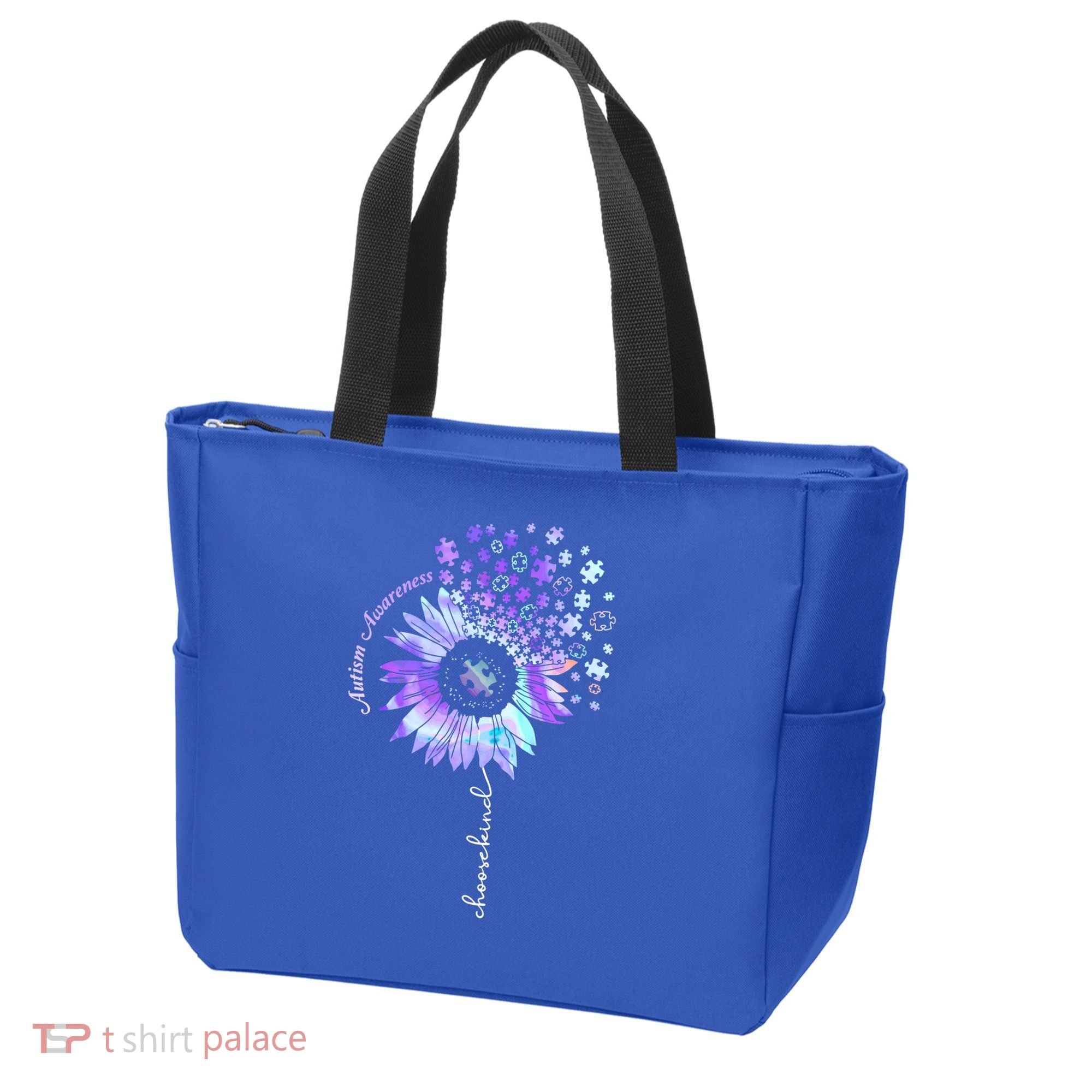 Autism Awareness Sunflower Choose Kind Puzzle Autism Gift Tote Bag