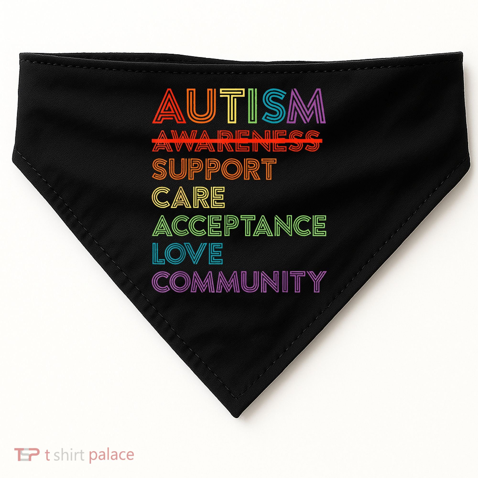 Autism Awareness Support Care Acceptance Ally USA-Made Doggie Bandana