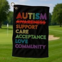 Autism Awareness Support Care Acceptance Ally Golf Towel thumb 1