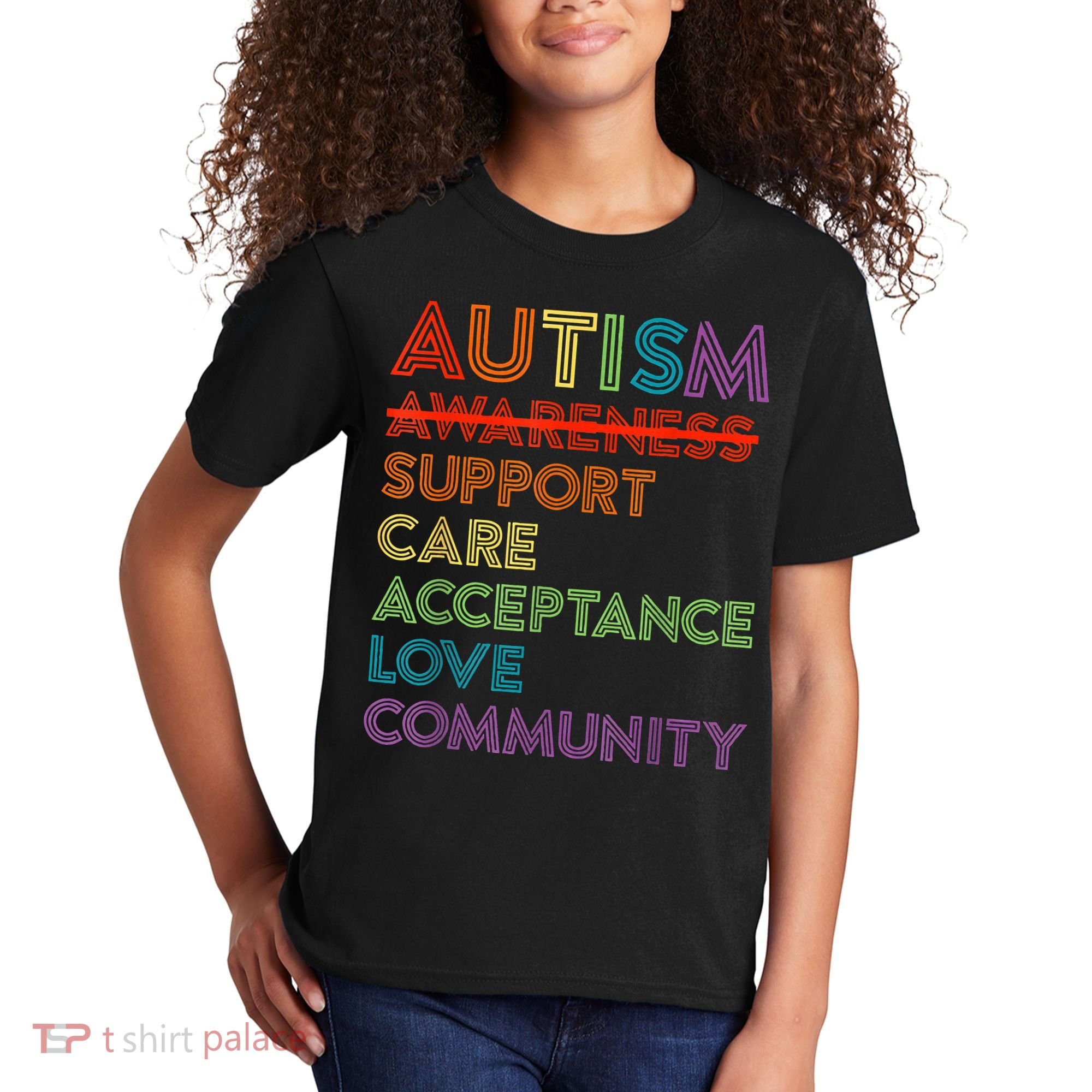 Autism Awareness Support Care Acceptance Ally Kids T-Shirt