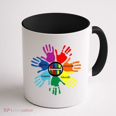 Autism Awareness Sign Language Hand Puzzle Support Coffee Mug back