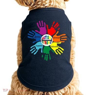 Autism Awareness Sign Language Hand Puzzle Support Doggie Tank