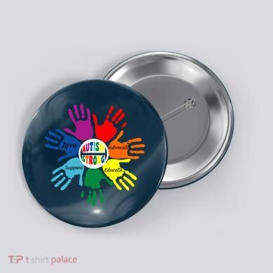 Autism Awareness Sign Language Hand Puzzle Support Button