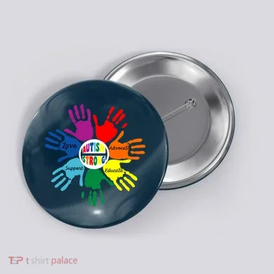 Autism Awareness Sign Language Hand Puzzle Support Button