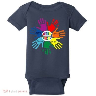 Autism Awareness Sign Language Hand Puzzle Support Baby Bodysuit