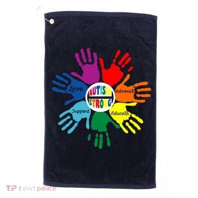 Autism Awareness Sign Language Hand Puzzle Support Golf Towel