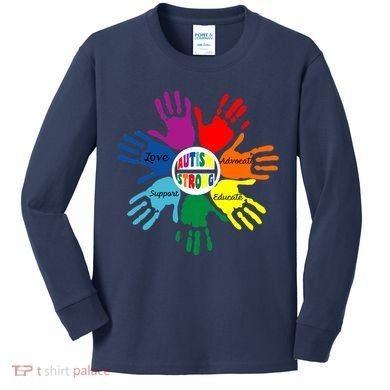 Autism Awareness Sign Language Hand Puzzle Support Kids Long Sleeve Shirt