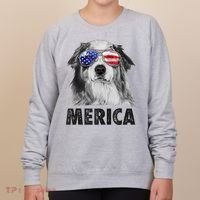 Aussie Australian Shepherd 4th Of July Merica American Flag Women's Sweatshirt thumb 0