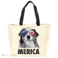 Aussie Australian Shepherd 4th Of July Merica American Flag Tote Bag thumb 0