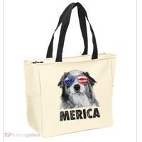 Aussie Australian Shepherd 4th Of July Merica American Flag Tote Bag thumb 2