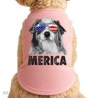 Aussie Australian Shepherd 4th Of July Merica American Flag Doggie Tank thumb 0