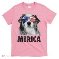 Aussie Australian Shepherd 4th Of July Merica American Flag T-Shirt thumb 0