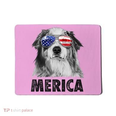 Aussie Australian Shepherd 4th Of July Merica American Flag Mousepad