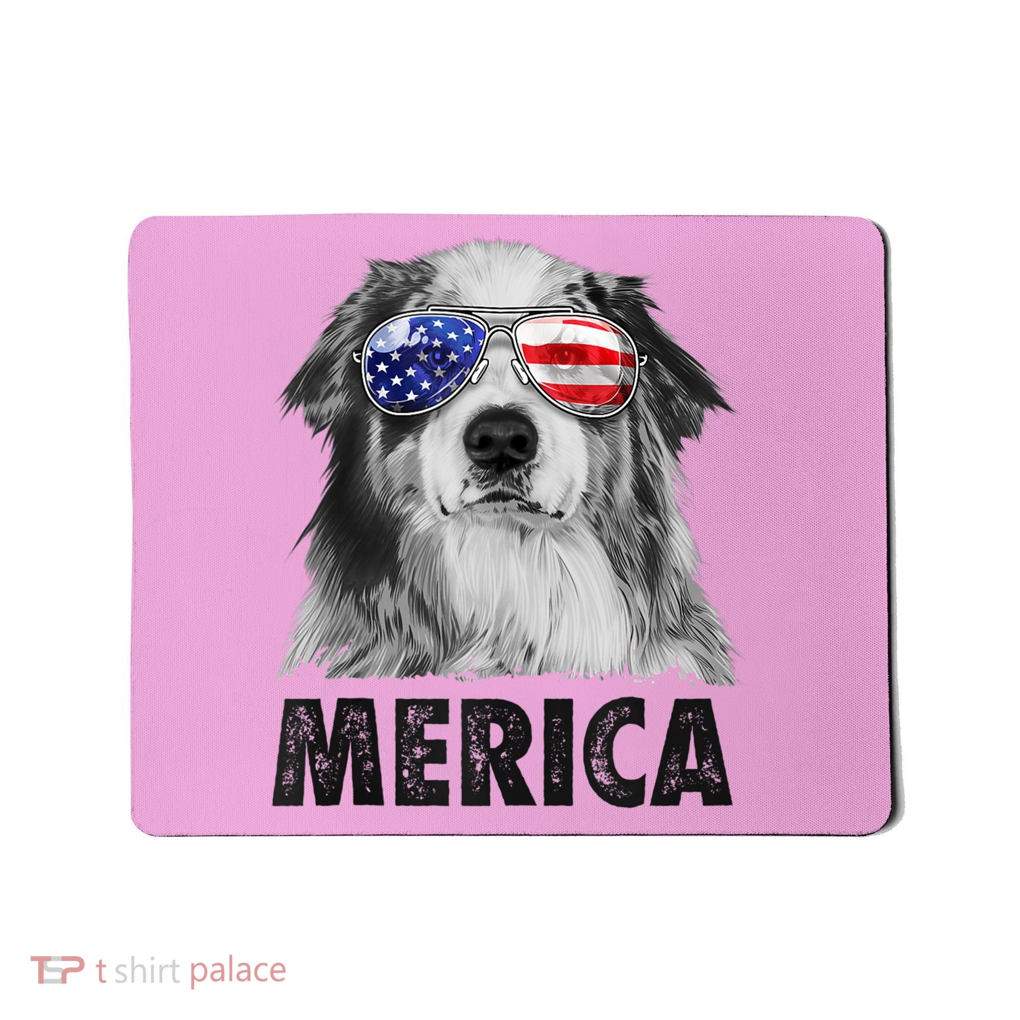 Aussie Australian Shepherd 4th Of July Merica American Flag Mousepad