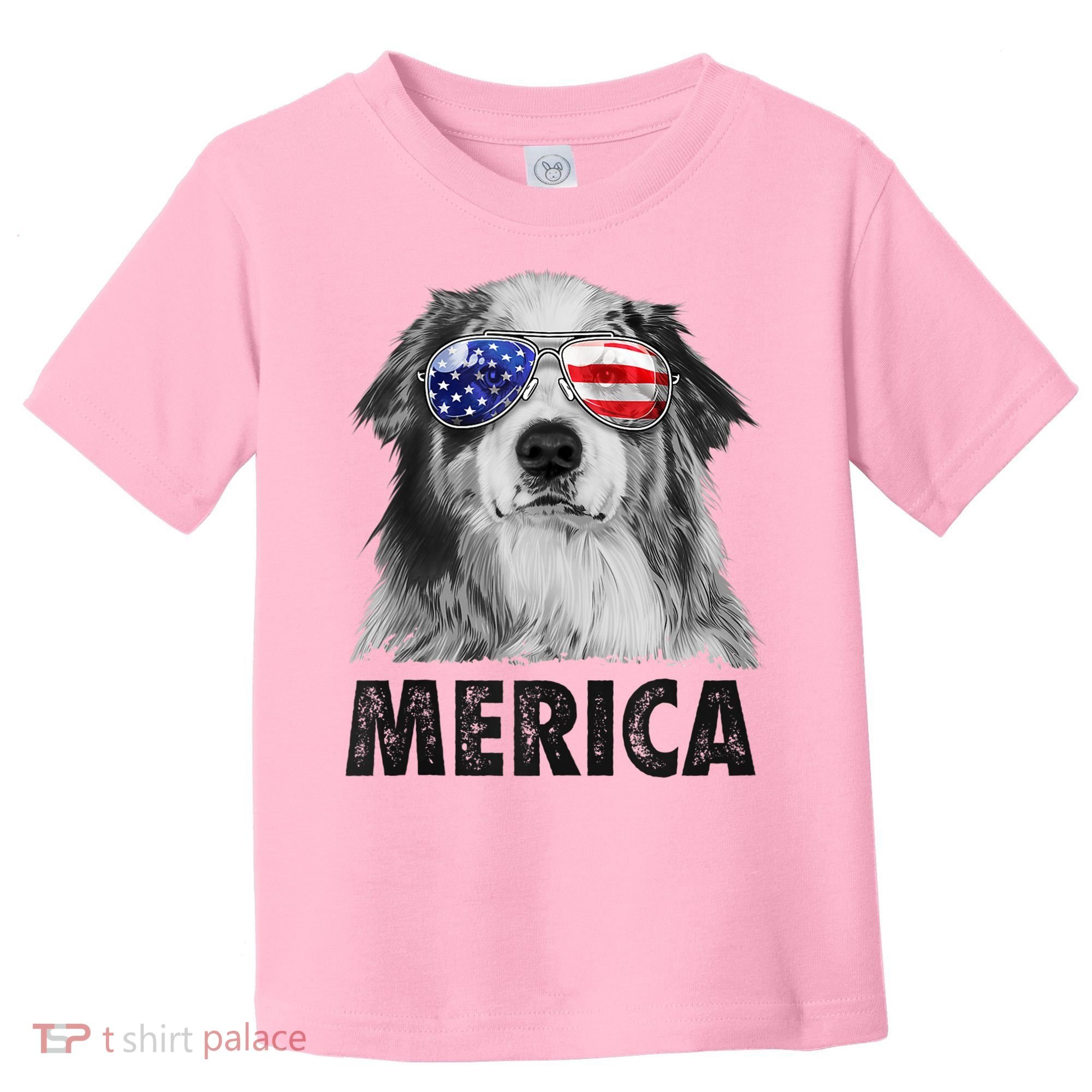 Aussie Australian Shepherd 4th Of July Merica American Flag Toddler T-Shirt
