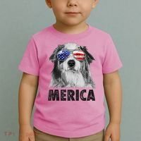 Aussie Australian Shepherd 4th Of July Merica American Flag Toddler T-Shirt thumb 2