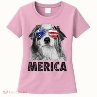 Aussie Australian Shepherd 4th Of July Merica American Flag Women's T-Shirt thumb 0