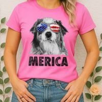 Aussie Australian Shepherd 4th Of July Merica American Flag Women's T-Shirt thumb 2