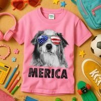 Aussie Australian Shepherd 4th Of July Merica American Flag Kids T-Shirt thumb 3