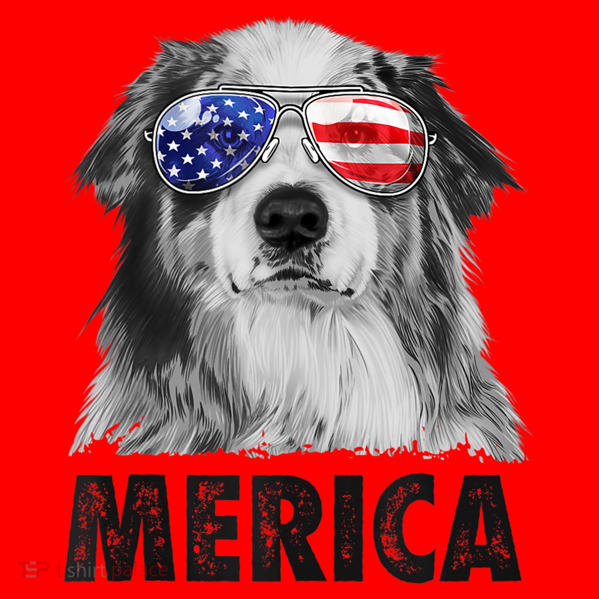Aussie Australian Shepherd 4th Of July Merica American Flag Santa Hat