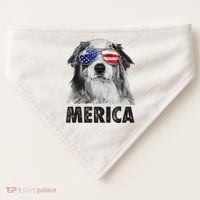Aussie Australian Shepherd 4th Of July Merica American Flag USA-Made Doggie Bandana thumb 0