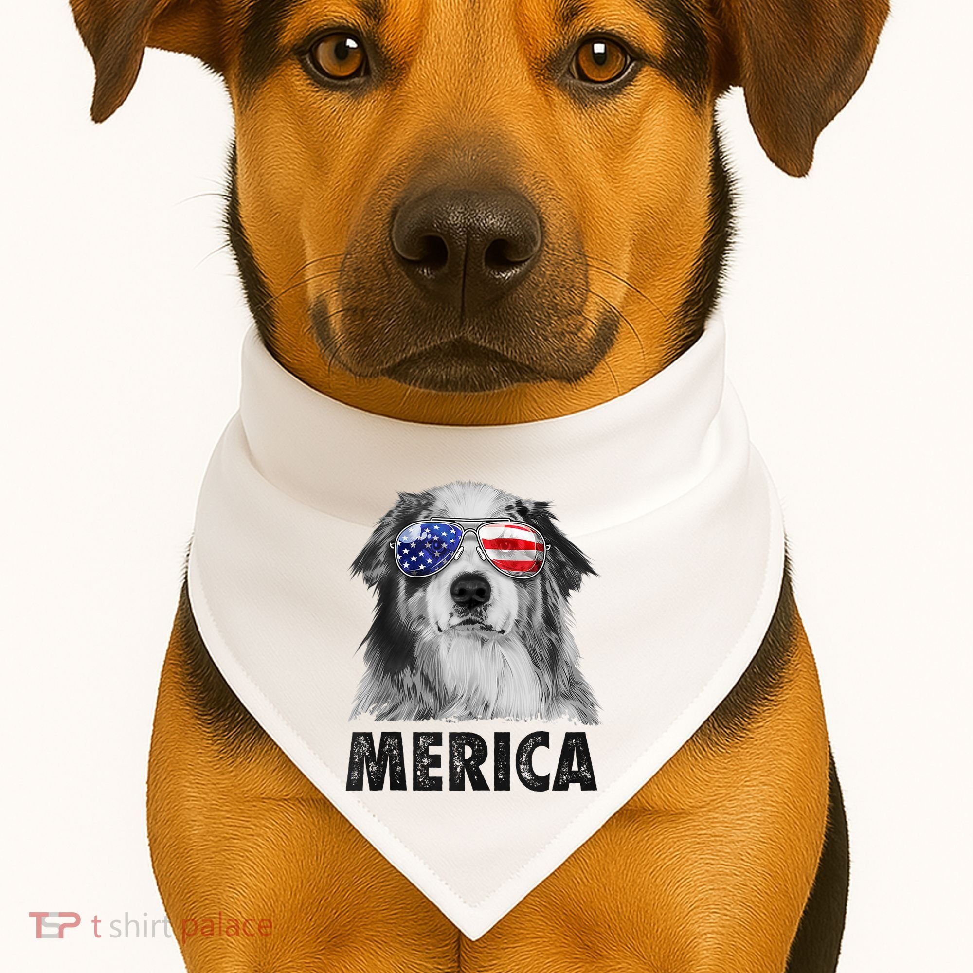 Aussie Australian Shepherd 4th Of July Merica American Flag USA-Made Doggie Bandana