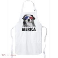 Aussie Australian Shepherd 4th Of July Merica American Flag Apron thumb 0