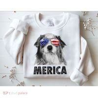 Aussie Australian Shepherd 4th Of July Merica American Flag Sweatshirt thumb 2