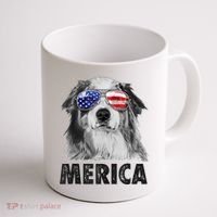 Aussie Australian Shepherd 4th Of July Merica American Flag Coffee Mug thumb 1